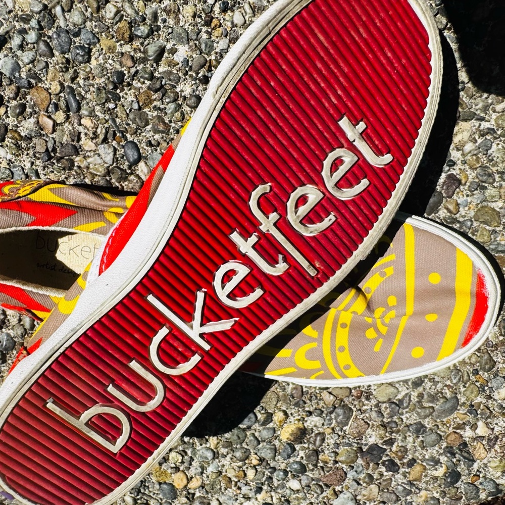 Bucket Feet Red and Yellow Sneakers